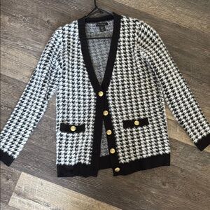 Tahari Black and White Cardigan Sweater